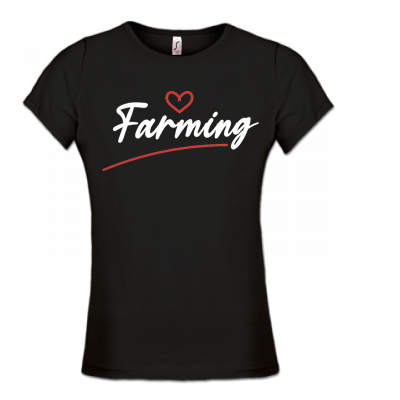 Damesshirt Zwart Love farming hart