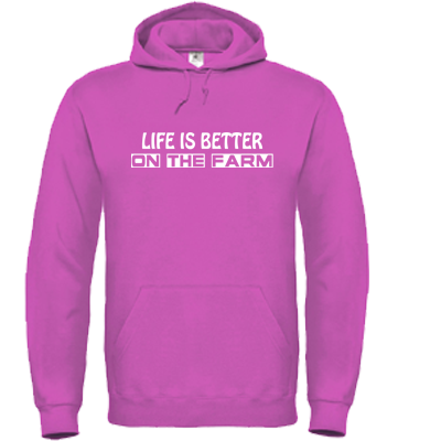 Hoodie Roze Life is better on the farm