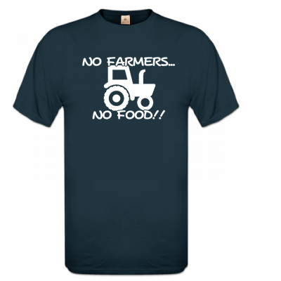 T-shirt Navy No farmers no food!