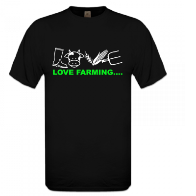 T-shirt Zwart Love farming maiskolf
