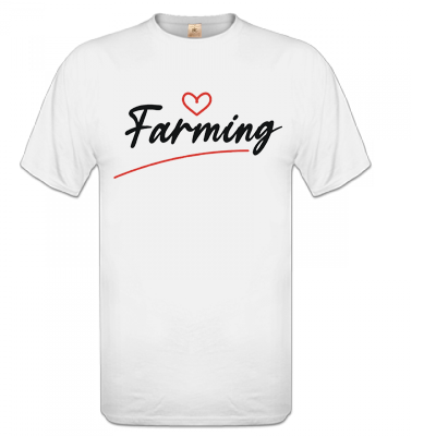 T-shirt wit Love farming hart